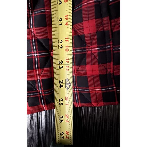 Croft & Barrow Buffalo Plaid Red Black Quilted Zip Up Pockets Adjustable Vest M - Picture 6 of 9